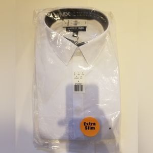 Extra Slim Covered Placket Stretch Cotton 1MX Dress Shirt men's medium